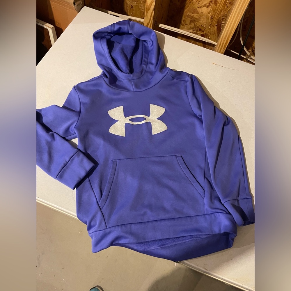 Girls Under Armour Purple/Periwinkle Hoodie with Silver Sparkle Logo